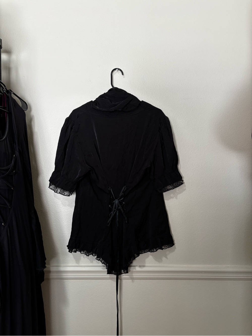 Women's Black Lace lace up blouse